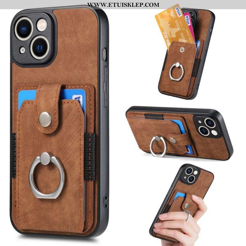 Etui do iPhone 15 Vintage Z Uchwytem Na Pierścionek I Etui Na Karty